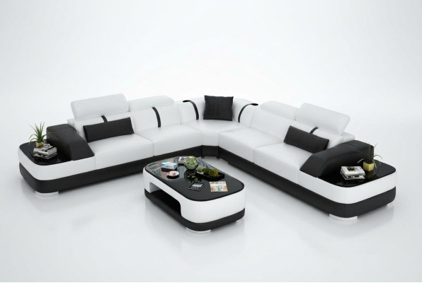 Skórzana sofa Podkładka Siedziba Narożnik sofa Decor Ustawić Żywy krajobraz salonu