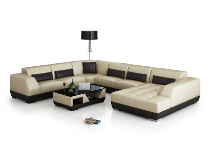 Nowoczesna skórzana sofa kanapa Żywy krajobraz Narożnikowa kanapa wystrój Narożnik Design Ustawić