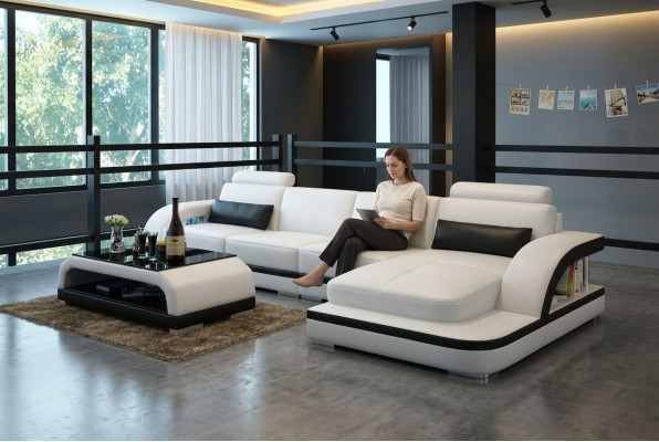 Skórzana sofa kanapa Żywy krajobraz Narożnik kanapa Narożnik Ustaw Design Modern Sofa G8011C