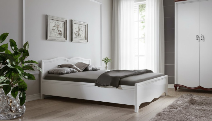 Podwójne łóżko Milano Classic Łóżko łóżka Marriage Sypialnia Drewno Designer New MI-2