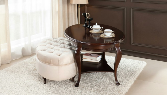 Hoker okrągły Stołek Skóra Ottoman z Tabela stół do serwowania 2-częściowy zestaw Ustawić Verona