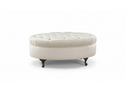Taboret skórzany, stołek okrągły Chippendale Stołek Klasyczny Ottoman - Model V-Ottoman