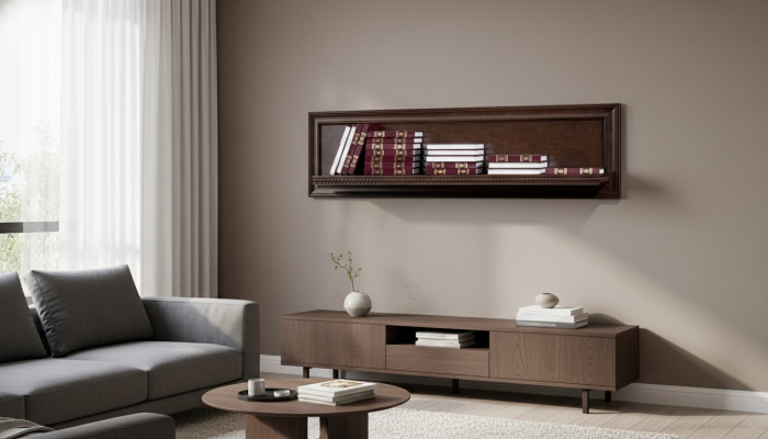 Salon XXL Półka na książki Solidny Drewno 131cm Zgłoszenie Półka - Model V-P1
