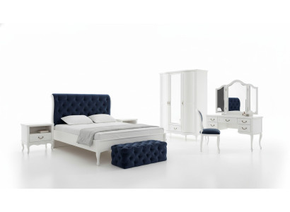 Zestaw Sypialnia Designer Chesterfield Łóżko Szafki nocne Kredens Szafa Meble
