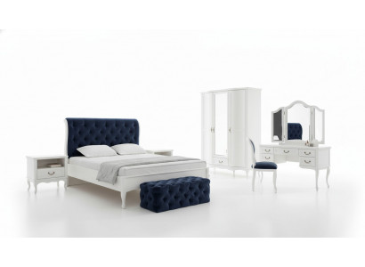 Zestaw Sypialnia Designer Chesterfield Łóżko Szafki nocne Kredens Szafa Meble