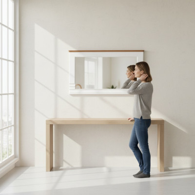 Drewniana ramka Lustro Duży połysk ścienny Klasyczny Designerski Lustro Model TO-L1