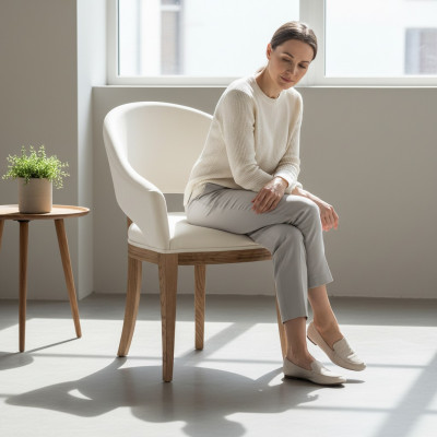 Classic Designer Podkładka Krzesło Tapicerowana Krzesła Włókienniczy Skóra Materiał CM-U2