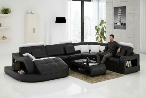 Wielofunkcyjna duża skórzana sofa rozkładana XXL Narożnik Żywy krajobraz Narożnikowa kanapa Podkładka