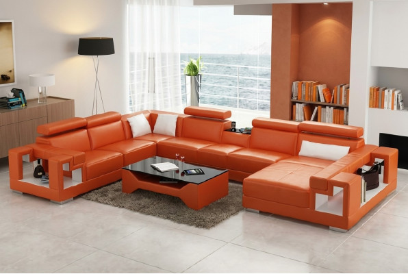 Sofa skórzana Żywy krajobraz Narożnikowa kanapa Sofa Narożnik Ustawić Narożnik XXL Duży 2710A