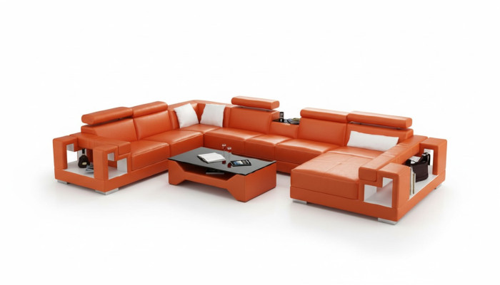 Sofa skórzana Żywy krajobraz Narożnikowa kanapa Sofa Narożnik Ustawić Narożnik XXL Duży 2710A