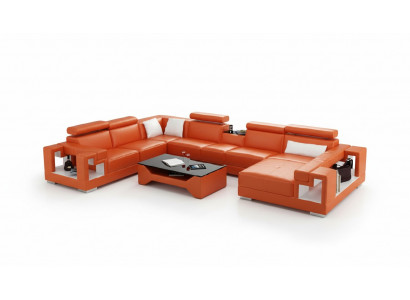 Sofa skórzana Żywy krajobraz Narożnikowa kanapa Sofa Narożnik Ustawić Narożnik XXL Duży 2710A