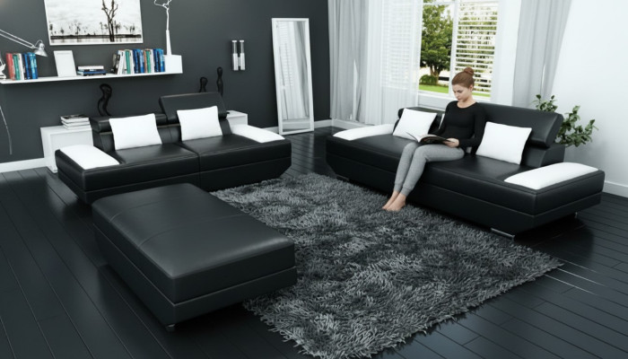 Zestaw sofowy skórzana sofa 3+2 Podkładka Kanapa Zestaw Sof Ustawić Stołek Sofy - 2719A