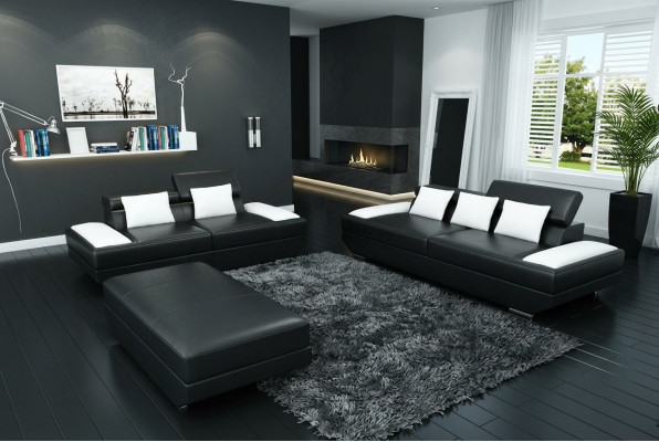 Zestaw sofowy skórzana sofa 3+2 Podkładka Kanapa Zestaw Sof Ustawić Stołek Sofy - 2719A
