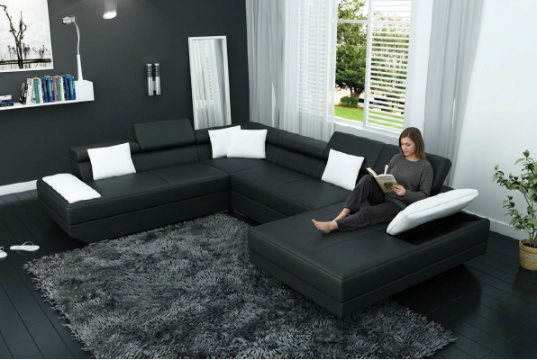 Skórzana sofa sofa kanapa Podkładka Narożnik Ustawić Żywy krajobraz XXL Duża Narożnikowa kanapa 2719D