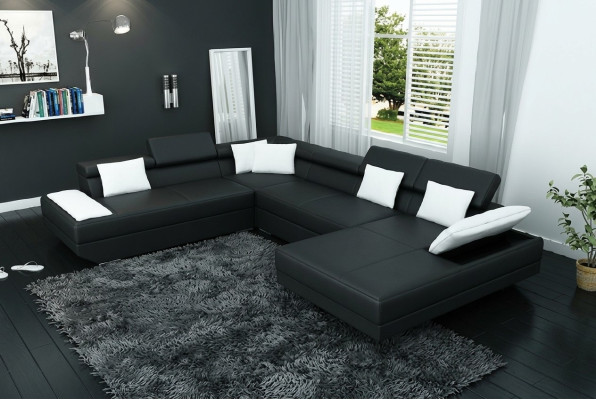 Skórzana sofa sofa kanapa Podkładka Narożnik Ustawić Żywy krajobraz XXL Duża Narożnikowa kanapa 2719D
