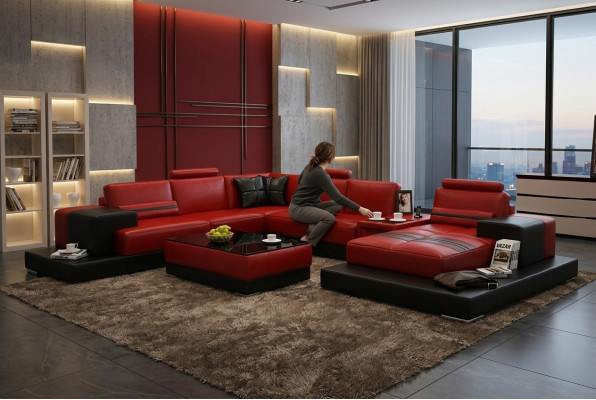 Żywy krajobraz Kanapa Podkładka Narożnik Ustaw Sofa Skórzana Duża Sofa Narożnikowa kanapa Nowość 2725A