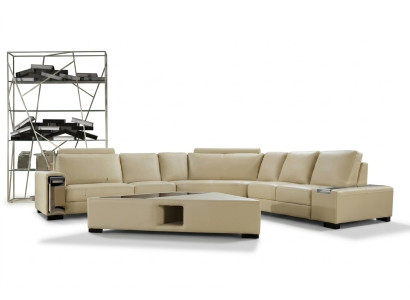 Skórzana sofa Narożnikowa kanapa Sofa Couch Design Siedziba Podkładka Ustawić Żywy krajobraz 2348