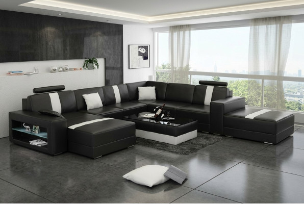 Skórzana sofa Narożnikowa kanapa Sofa Couch Design Siedziba Podkładka Ustawić Żywy krajobraz