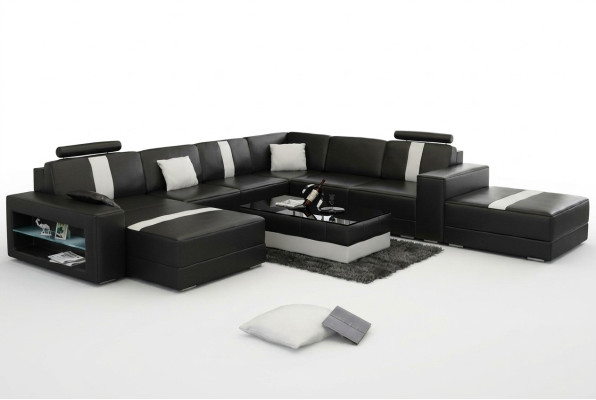 Skórzana sofa Narożnikowa kanapa Sofa Couch Design Siedziba Podkładka Ustawić Żywy krajobraz