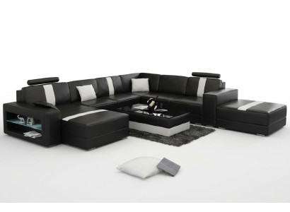Skórzana sofa Narożnikowa kanapa Sofa Couch Design Siedziba Podkładka Ustawić Żywy krajobraz