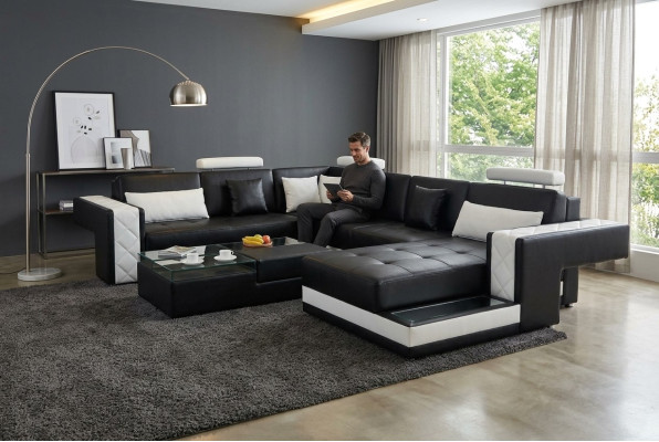 Narożnikowa kanapa skórzana kanapa duża XXL w kształcie litery U Żywy krajobraz Sofa Kanapa Ustawić Nowość