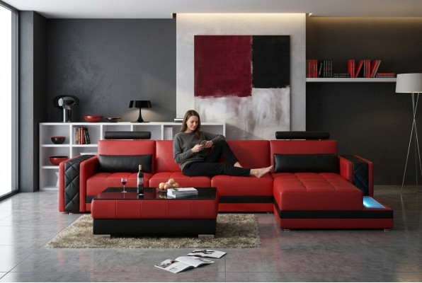 Narożnikowa kanapa skórzana kanapa duża XXL w kształcie litery U Żywy krajobraz Sofa Kanapa Ustawić Nowość H2211B