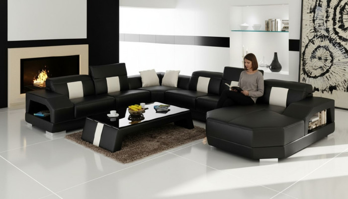 Żywy krajobraz Couch Podkładka Narożnik Ustawić designerską skórzaną sofę