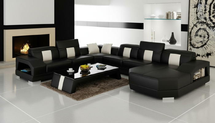 Żywy krajobraz Couch Podkładka Narożnik Ustawić designerską skórzaną sofę