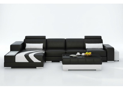 Sofa Couch Żywy krajobraz XXL Couch Sofa skórzana z Ottoman Zestaw sofowy V015