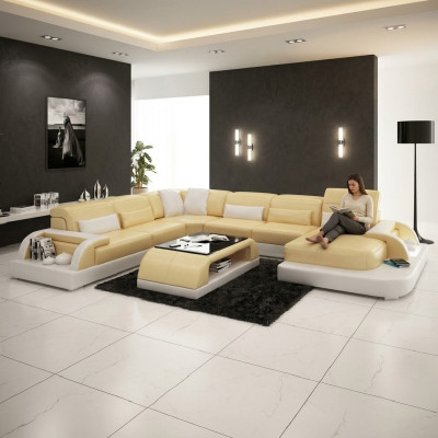 Żywy krajobraz Couch Podkładka Narożnik Ustawić Designerska Sofa Skórzana Duża Sofa Kanapy