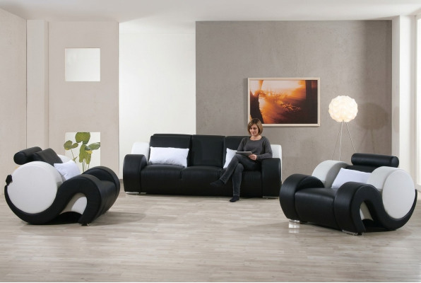 Zestaw sofowy Kanapa Podkładka Sofa Zestaw 3+1+1 Skóra Kanapy Sofy Całkowicie Nowe 1094