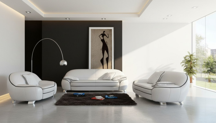 Zestaw sofowy Kanapa Podkładka Sofa Zestaw 3+2+1 Skóra Kanapy Sofy Komplet 2705