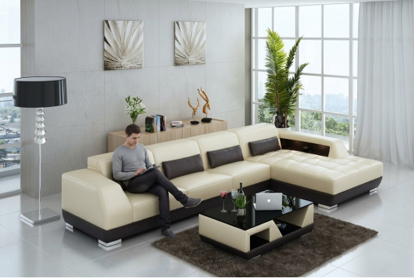 Skórzana sofa kanapa Żywy krajobraz Narożnik kanapa Narożnik Ustawić Design Modern Sofa G8024C