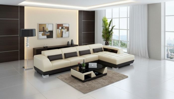 Skórzana sofa kanapa Żywy krajobraz Narożnik kanapa Narożnik Ustawić Design Modern Sofa G8024C