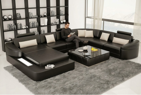 Żywy krajobraz Couch Podkładka Narożnik Ustawić Designerska Sofa Skórzana Duża Sofa Kielich