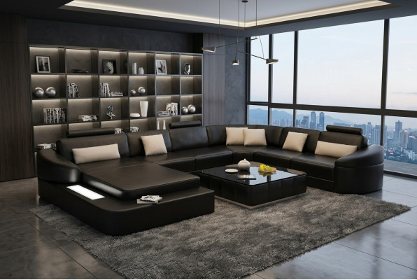 Żywy krajobraz Couch Podkładka Narożnik Ustawić Designerska Sofa Skórzana Duża Sofa Kielich