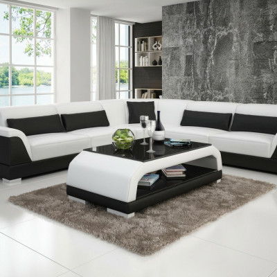 Designerski stolik kawowy Podkładka Tabela Skóra Szkło Modern stoły 6108