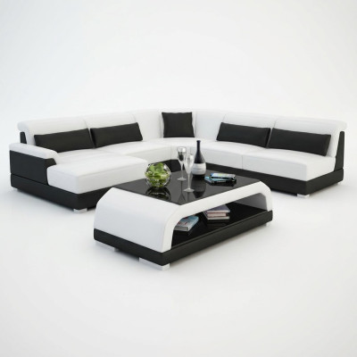 Designerski stolik kawowy Podkładka Tabela Skóra Szkło Modern stoły 6108