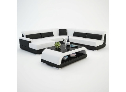 Designerski stolik kawowy Podkładka Tabela Skóra Szkło Modern stoły 6108