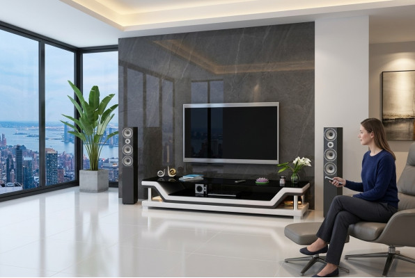 Kredens RTV Skóra Szkło Tabela Szafa Telewizyjna Tabela Designer 3009