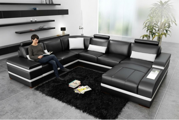 Narożnikowa kanapa skórzana kanapa duża XXL w kształcie litery U Żywy krajobraz Sofa Kanapa Ustawić Nowość H2218