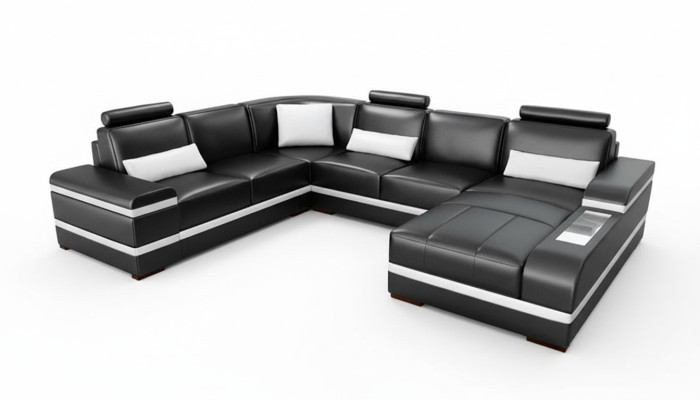 Narożnikowa kanapa skórzana kanapa duża XXL w kształcie litery U Żywy krajobraz Sofa Kanapa Ustawić Nowość H2218