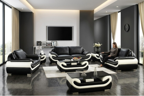 Zestaw sofowy Kanapa Podkładka Sofa Zestaw 3+2+1 Skóra Kanapy Sofy Ustawić Siedziba T777