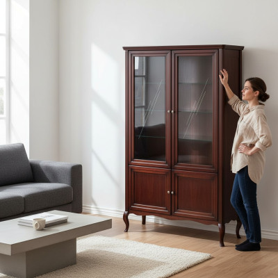 Szafa Klasyczna Gablota Witryna Solidne drewno Prawdziwe drewno - Model PR-W2
