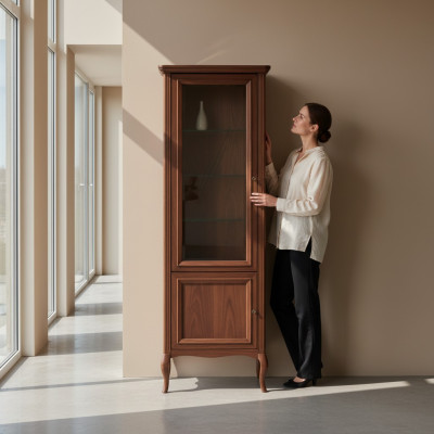 Szafa Oryginalne Drewno Solidne drewno Klasyczna witryna Gablota model PR-W 1-2
