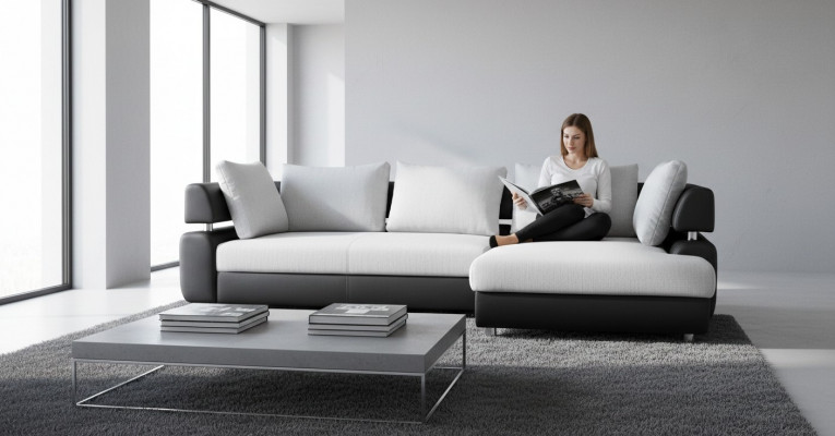 Narożnik kanapa Żywy krajobraz + Funkcja łóżka Sofa Narożnikowa kanapa Couch Narożnik Podkładka Ustawić