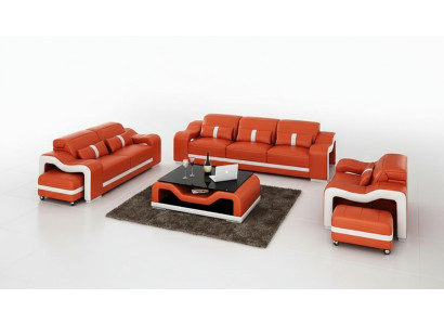 Skórzana sofa kanapa Żywy krajobraz 3+2+1 miejsce do siedzenia Ustawić zestaw sofowy