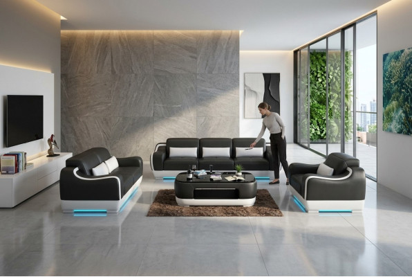Sofa skórzana Kanapa Żywy krajobraz 3+2+1 miejsce siedzące Ustawić Sofa Zestaw sofowy G8025D