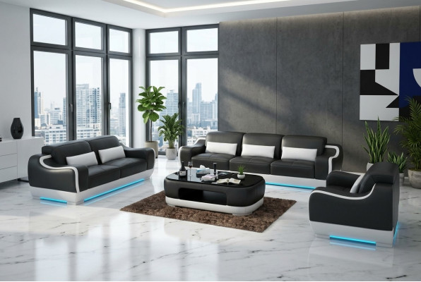 Sofa skórzana Kanapa Żywy krajobraz 3+2+1 miejsce siedzące Ustawić Sofa Zestaw sofowy G8025D