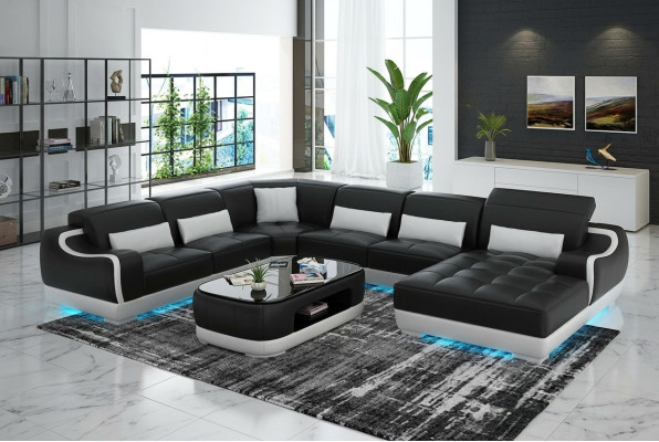 Skórzana sofa Podkładka Siedziba Narożnik Sofa Ustawić Żywy krajobraz Salon Kanapa G8025